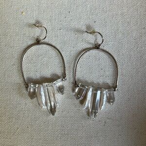 Artisan made sterling hoops with pearl and crystal drops